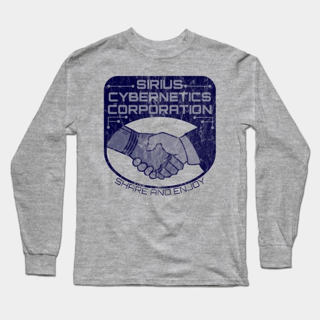 Sirius Cybernetics Corporation (blue print, heavily distressed) Long Sleeve T-Shirt by Stupiditee